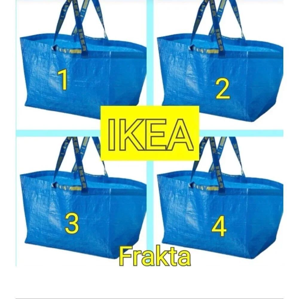Set of 4  Ikea Frakata Reuseable Bue Tote Bags 19 Gallons NWT